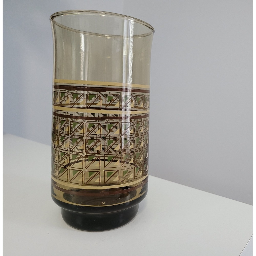 Retro‎ Brown Glasses Drinking Glasses with Textile Checkered Design – Set of Two - Picture 4 of 4